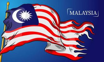 sorprendente Malaysia bandiera sfondo vettore con linea stile