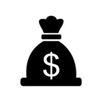 vettore dell'icona della borsa dei soldi. illustrazione vettoriale dell'icona della borsa dei soldi