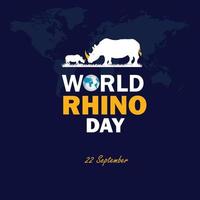giornata mondiale del rinoceronte. 22 settembre. illustrazione vettoriale di rinoceronte per adulti e bambini in onore della giornata mondiale del rinoceronte.