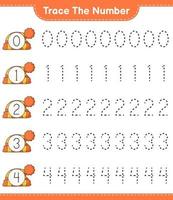 rintracciare il numero. numero di tracciamento con cappello. gioco educativo per bambini, foglio di lavoro stampabile, illustrazione vettoriale