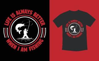 disegno della maglietta di tipografia di pesca vettore