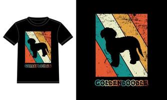 divertente goldendoodle vintage retrò tramonto silhouette regali amante del cane proprietario del cane t-shirt essenziale vettore