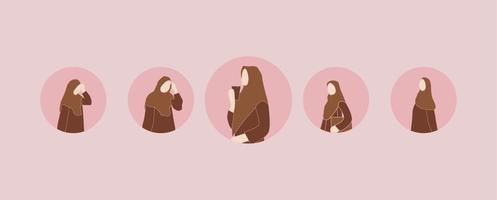 avatar di donna musulmana sul cerchio vettore