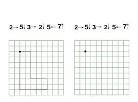 dettatura grafica. gioco educativo della scuola materna per bambini. foglio di lavoro prescolare per esercitare le abilità motorie. pagine di lavoro per bambini vettore