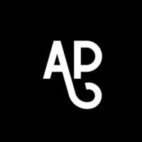 ap lettera logo design su sfondo nero. ap creative iniziali lettera logo concept. disegno della lettera ap. ap bianco lettera design su sfondo nero. ap, ap logo vettore