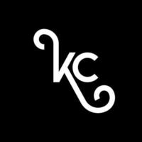 kc lettera logo design su sfondo nero. kc creative iniziali lettera logo concept. disegno della lettera kc. kc bianco lettera design su sfondo nero. logo kc, kc vettore