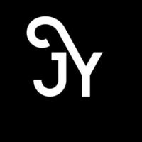 jy lettera logo design su sfondo nero. jy creative iniziali lettera logo concept. jy disegno della lettera. jy bianco lettera design su sfondo nero. jy, jy logo vettore