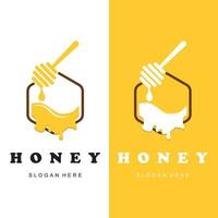 impostato di creativo miele logo con slogan modello vettore