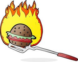 a mano libera disegnato cartone animato cucinando hamburger vettore
