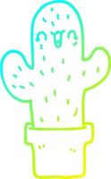 cactus del fumetto di disegno a linea a gradiente freddo vettore