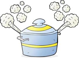 a mano libera disegnato cartone animato cottura a vapore cucinando pentola vettore