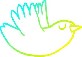 uccello volante del fumetto del disegno della linea a gradiente freddo vettore