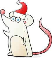 a mano libera disegnato cartone animato topo Natale cappello vettore