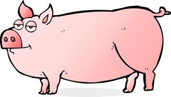 a mano libera disegnato cartone animato enorme maiale vettore