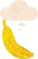 cartone animato banana e bolla di pensiero in stile retrò strutturato vettore