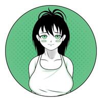 anime ragazza nel verde sfondo vettore