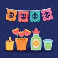 cinque dia de los muertos icone vettore