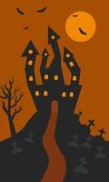 Halloween, vecchio castello, pipistrelli. cartone animato vettore illustrazione.