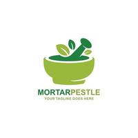 mortaio e pestello farmacia logo vettore