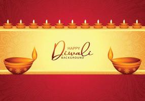 contento Diwali diya lampade vacanza carta celebrazione manifesto sfondo vettore