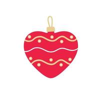 Natale giocattolo per un' Natale albero, rosso palla nel forma di cuore. tradizionale simbolo di il vacanza. vettore