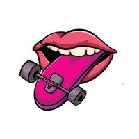 skateboard lingua abbigliamento di strada cartone animato vettore