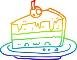 torta di cartone animato di disegno a tratteggio sfumato arcobaleno vettore