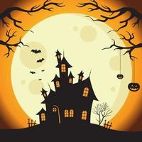 spaventoso Halloween notte, frequentato castello, eps 10 vettore illustrazione
