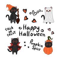 Halloween kawaii gatto con costume vettore illustrazione