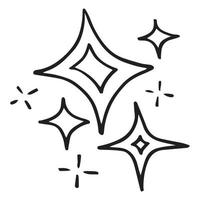 doodle set di stelle vettoriali icona scintilla, icona superficie pulita. stelle con effetto di luce incandescente e scoppio brillante. isolato su sfondo bianco. illustrazione vettoriale
