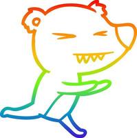 arcobaleno gradiente di disegno cartone animato orso arrabbiato vettore