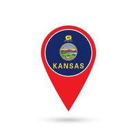 carta geografica pointer con bandiera di Kansas. vettore illustrazione.
