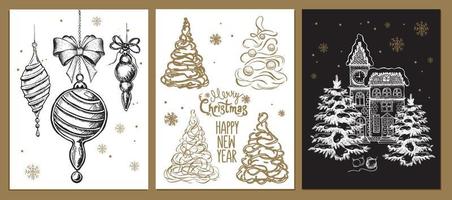 Natale saluto carta. design elemento nel scarabocchio stile. vettore