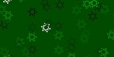 sfondo vettoriale verde chiaro con simboli covid-19.