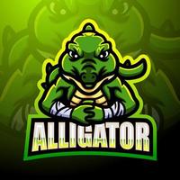 design del logo esport della mascotte dell'alligatore vettore