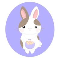 carino cartone animato coniglio con macchie. cartone animato coniglietto vettore illustrazione
