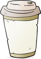 a mano libera disegnato cartone animato prendere su caffè vettore