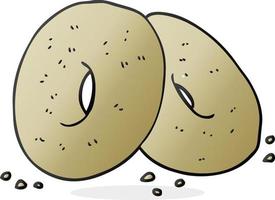 a mano libera disegnato cartone animato bagel vettore