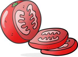 a mano libera disegnato cartone animato affettato pomodoro vettore