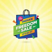 75 indiano la libertà vendita su indipendenza giorno di India, logo disegno, modello, striscione, , icona, manifesto, unità vettore