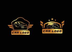 auto logo design modello nel d'oro stile e nero sfondo vettore