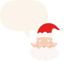 cartone animato Santa Claus viso e discorso bolla nel retrò stile vettore