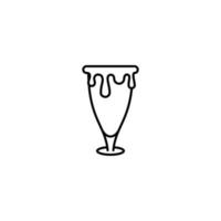 succo bicchiere icona con troppo pieno con acqua su bianca sfondo. semplice, linea, silhouette e pulito stile. nero e bianca. adatto per simbolo, cartello, icona o logo vettore