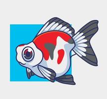 carino oro pesce bianca. isolato cartone animato animale illustrazione. piatto stile etichetta icona design premio logo vettore. portafortuna personaggio vettore