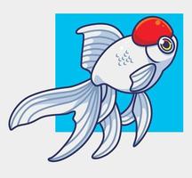 carino oro pesce bianca. isolato cartone animato animale illustrazione. piatto stile etichetta icona design premio logo vettore. portafortuna personaggio vettore