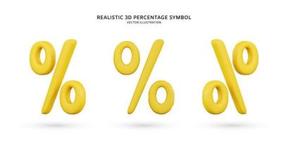 realistico 3d giallo percentuale cartello vettore illustrazione