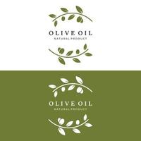 naturale erbaceo oliva e olio logo design con oliva ramo. logo per attività commerciale, marchio, erbaceo medicina e spa. vettore