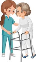 infermiera con paziente cartone animato personaggio vettore