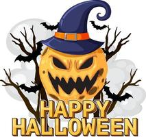 contento Halloween testo logo cartone animato concetto vettore