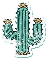 iconico afflitto etichetta tatuaggio stile Immagine di un' cactus vettore